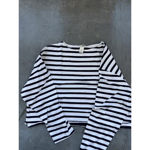 6 for 20 H&M Black and White Striped Long Sleeve Top (Size M) - Picture 2 of 5